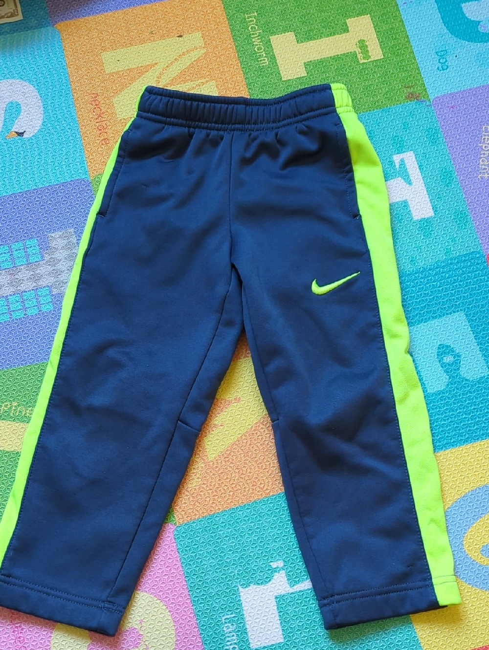 Nike Toddler (3T) Navy & Neon Green Athletic Pants